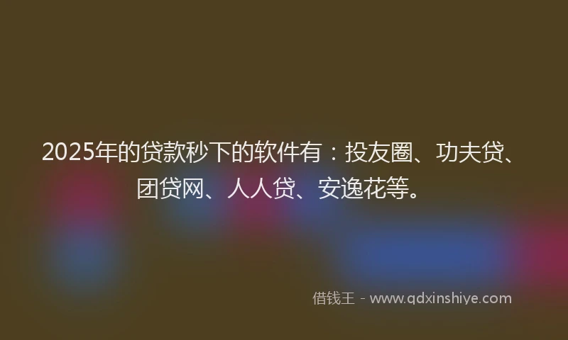 2025年的贷款秒下的软件有：投友圈、功夫贷、团贷网、人人贷、安逸花等。