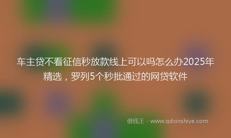 车主贷不看征信秒放款线上可以吗怎么办2025年精选，罗列5个秒批通过的网贷软件