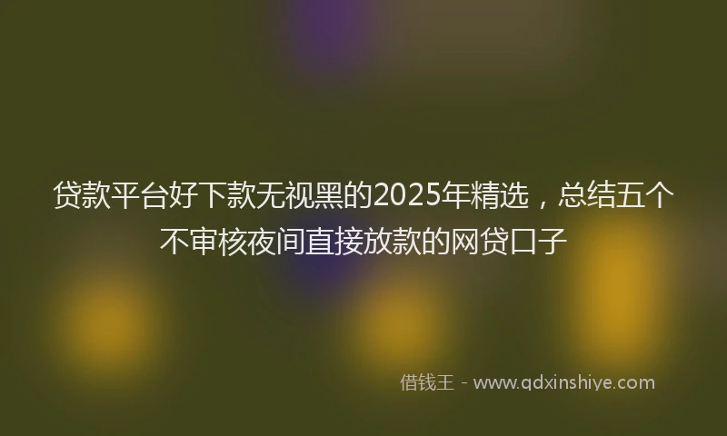 贷款平台好下款无视黑的2025年精选，总结五个不审核夜间直接放款的网贷口子
