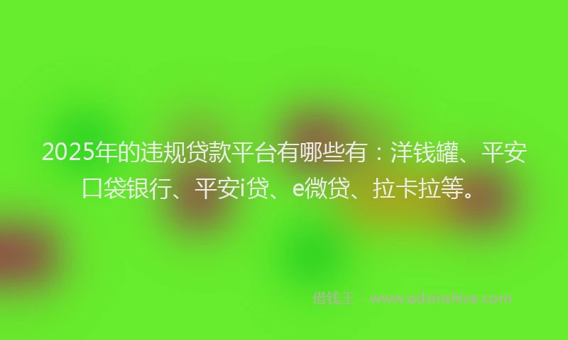 2025年的违规贷款平台有哪些有：洋钱罐、平安口袋银行、平安i贷、e微贷、拉卡拉等。