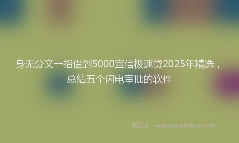 身无分文一招借到5000宜信极速贷2025年精选，总结五个闪电审批的软件