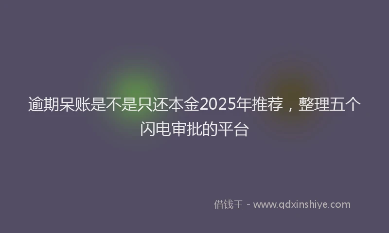 逾期呆账是不是只还本金2025年推荐，整理五个闪电审批的平台