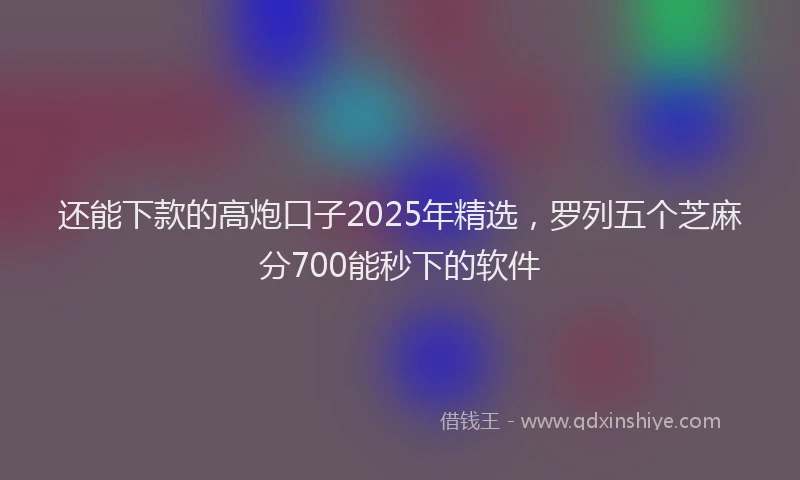 还能下款的高炮口子2025年精选，罗列五个芝麻分700能秒下的软件