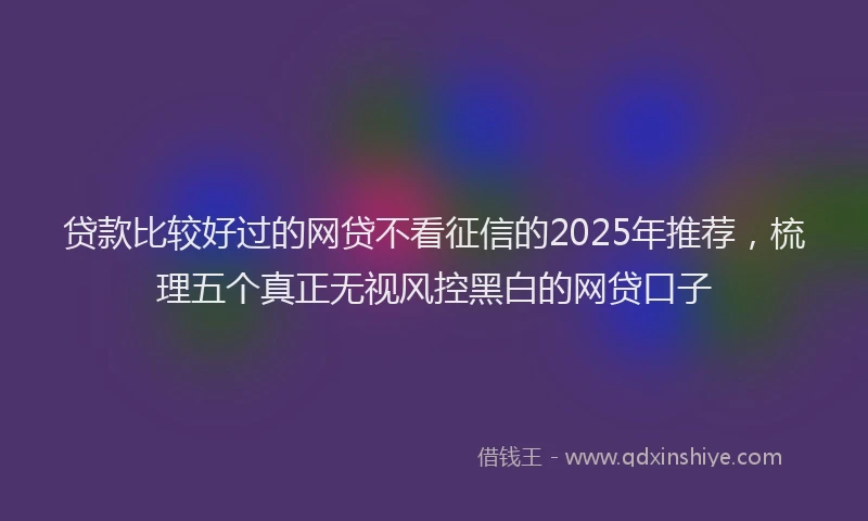 贷款比较好过的网贷不看征信的2025年推荐，梳理五个真正无视风控黑白的网贷口子