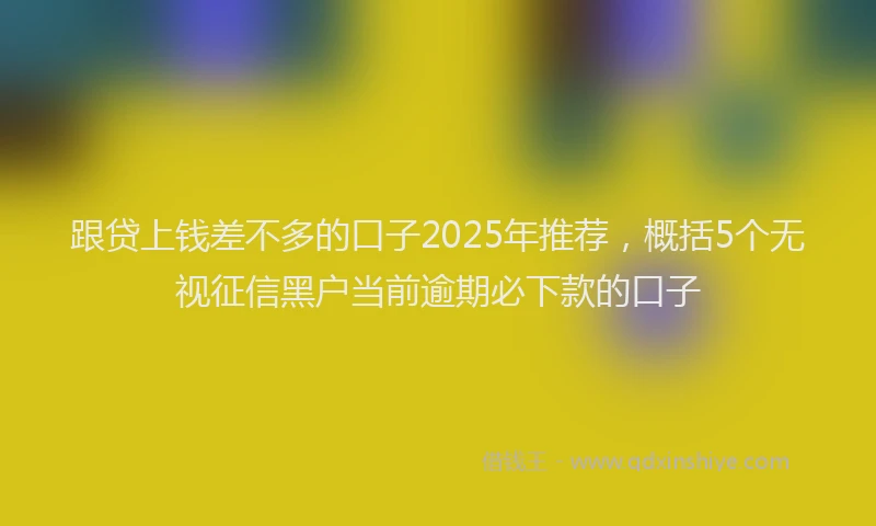跟贷上钱差不多的口子2025年推荐，概括5个无视征信黑户当前逾期必下款的口子