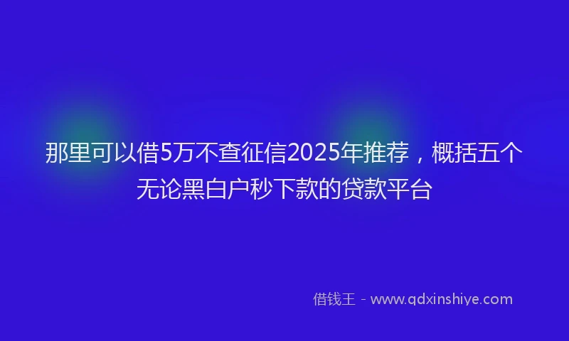 那里可以借5万不查征信2025年推荐，概括五个无论黑白户秒下款的贷款平台
