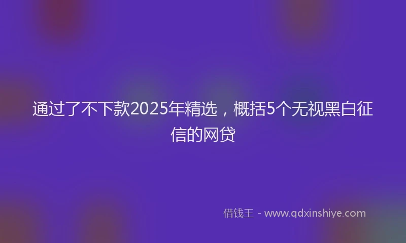 通过了不下款2025年精选，概括5个无视黑白征信的网贷