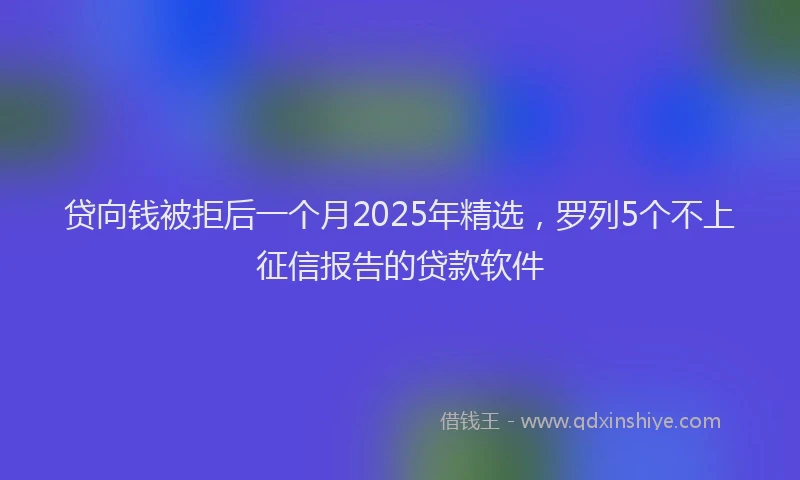贷向钱被拒后一个月2025年精选，罗列5个不上征信报告的贷款软件