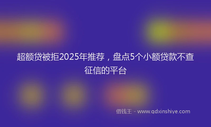 超额贷被拒2025年推荐，盘点5个小额贷款不查征信的平台