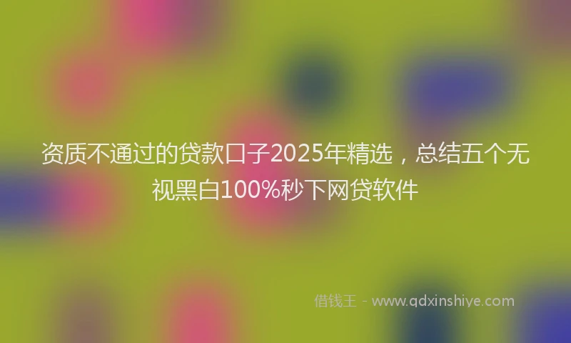 资质不通过的贷款口子2025年精选，总结五个无视黑白100%秒下网贷软件