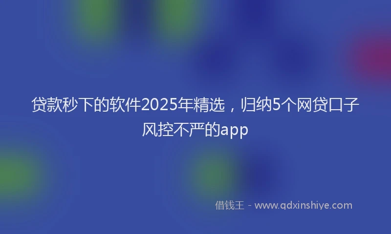 贷款秒下的软件2025年精选，归纳5个网贷口子风控不严的app