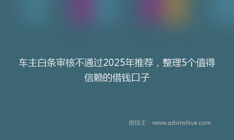 车主白条审核不通过2025年推荐，整理5个值得信赖的借钱口子