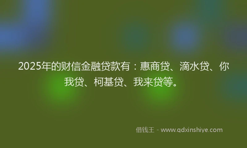 2025年的财信金融贷款有：惠商贷、滴水贷、你我贷、柯基贷、我来贷等。