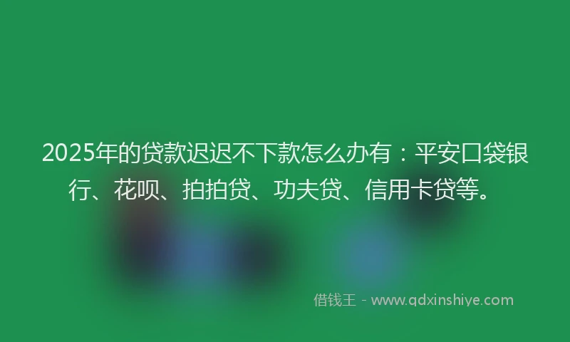 2025年的贷款迟迟不下款怎么办有：平安口袋银行、花呗、拍拍贷、功夫贷、信用卡贷等。
