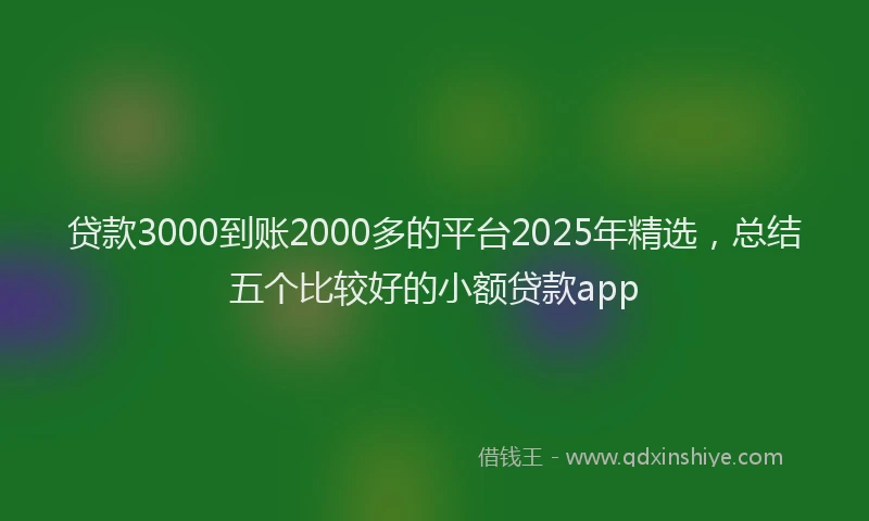 贷款3000到账2000多的平台2025年精选，总结五个比较好的小额贷款app