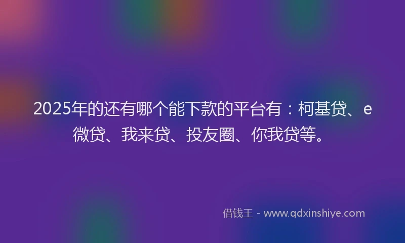 2025年的还有哪个能下款的平台有：柯基贷、e微贷、我来贷、投友圈、你我贷等。