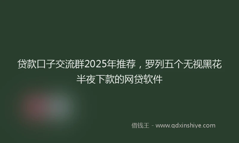 贷款口子交流群2025年推荐，罗列五个无视黑花半夜下款的网贷软件