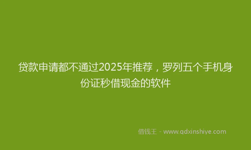 贷款申请都不通过2025年推荐，罗列五个手机身份证秒借现金的软件