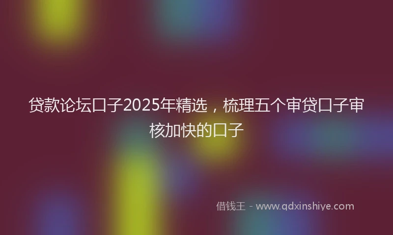 贷款论坛口子2025年精选，梳理五个审贷口子审核加快的口子