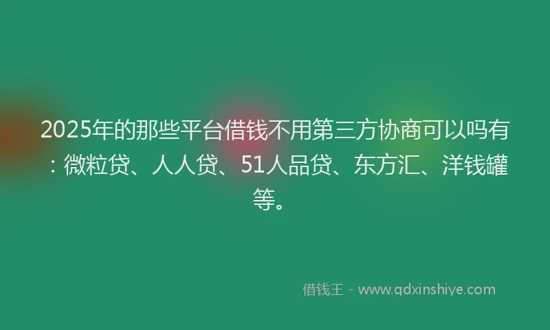 2025年的那些平台借钱不用第三方协商可以吗有：微粒贷、人人贷、51人品贷、东方汇、洋钱罐等。