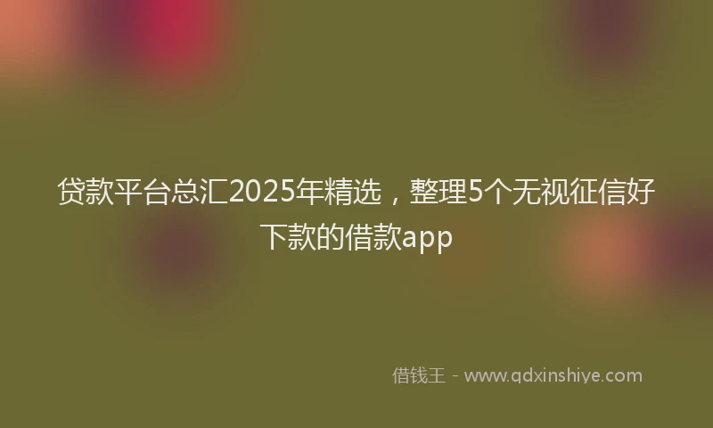 贷款平台总汇2025年精选，整理5个无视征信好下款的借款app