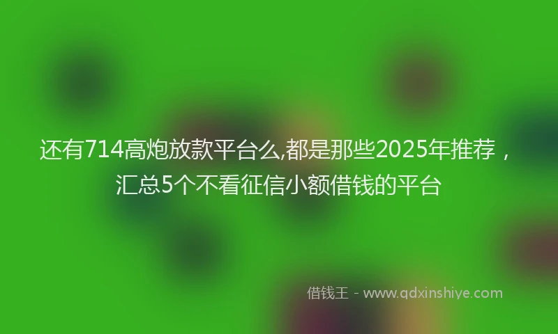 还有714高炮放款平台么,都是那些2025年推荐，汇总5个不看征信小额借钱的平台