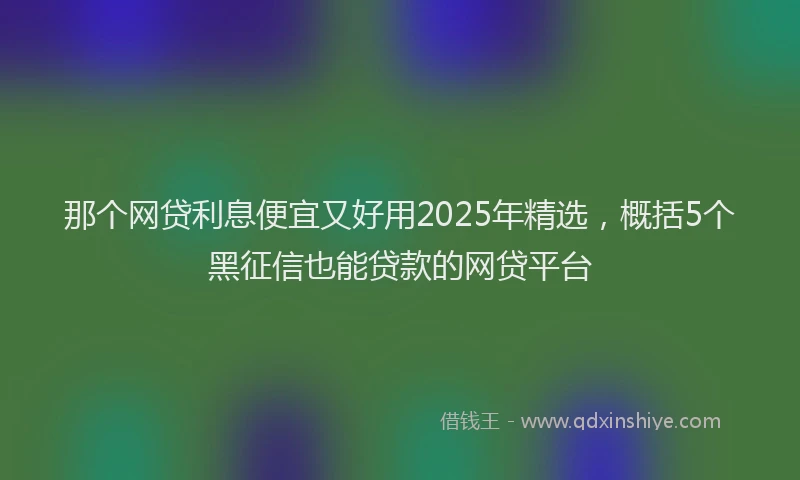 那个网贷利息便宜又好用2025年精选，概括5个黑征信也能贷款的网贷平台