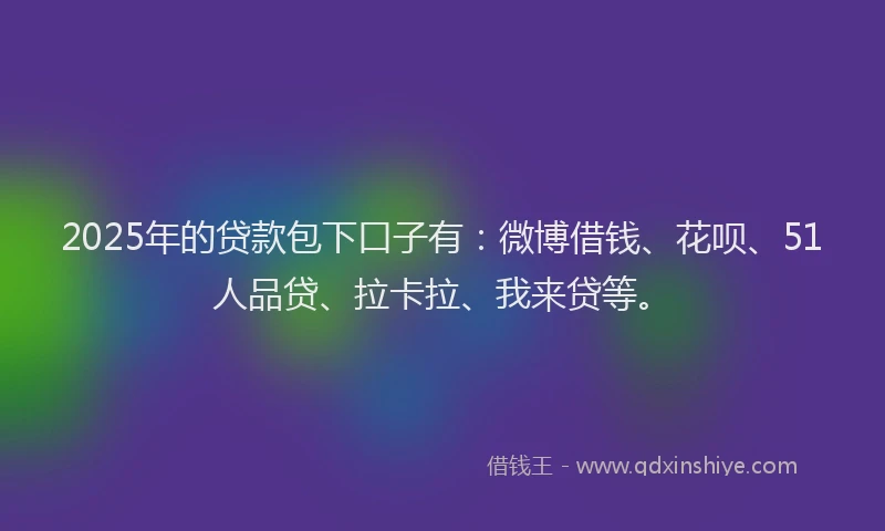 2025年的贷款包下口子有：微博借钱、花呗、51人品贷、拉卡拉、我来贷等。