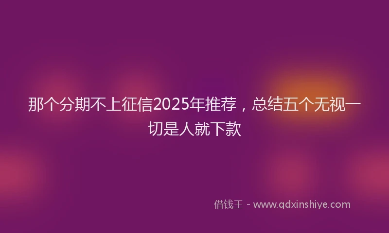 那个分期不上征信2025年推荐，总结五个无视一切是人就下款