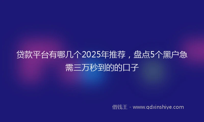 贷款平台有哪几个2025年推荐，盘点5个黑户急需三万秒到的的口子