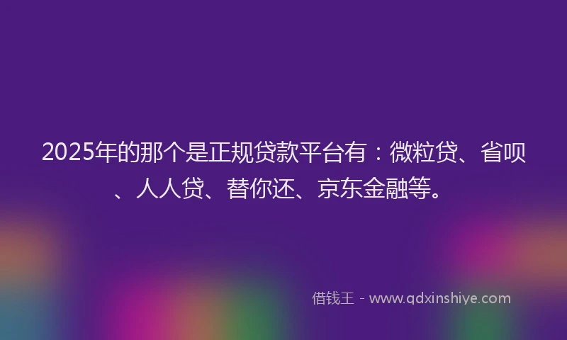 2025年的那个是正规贷款平台有：微粒贷、省呗、人人贷、替你还、京东金融等。