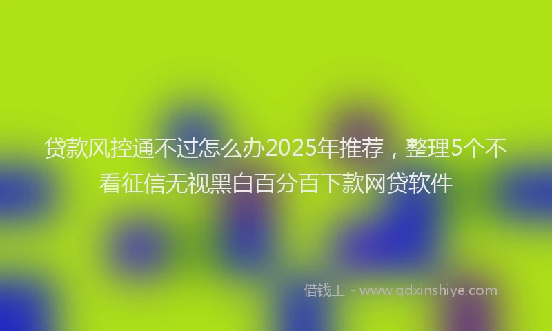 贷款风控通不过怎么办2025年推荐，整理5个不看征信无视黑白百分百下款网贷软件