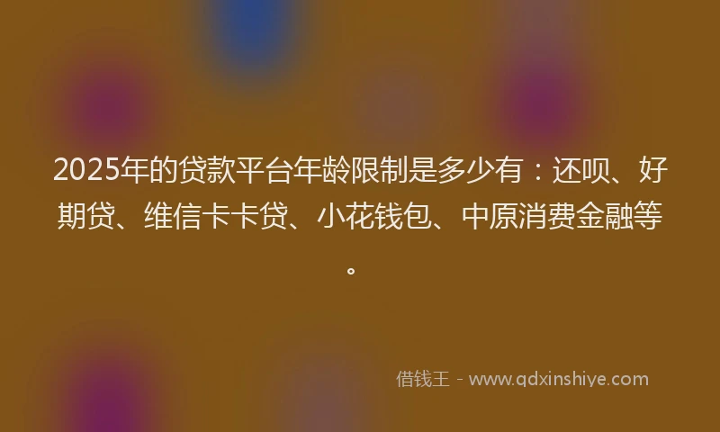 2025年的贷款平台年龄限制是多少有：还呗、好期贷、维信卡卡贷、小花钱包、中原消费金融等。