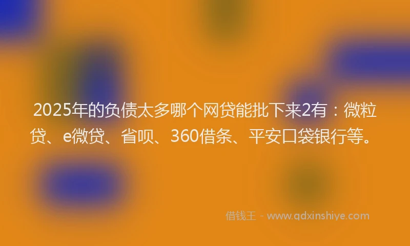 2025年的负债太多哪个网贷能批下来2有：微粒贷、e微贷、省呗、360借条、平安口袋银行等。