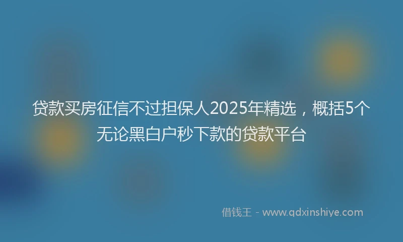 贷款买房征信不过担保人2025年精选，概括5个无论黑白户秒下款的贷款平台