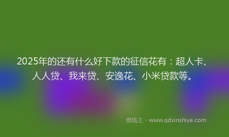 2025年的还有什么好下款的征信花有：超人卡、人人贷、我来贷、安逸花、小米贷款等。