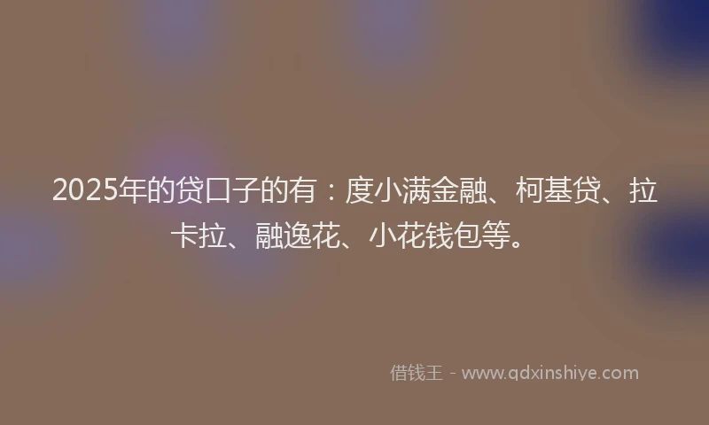 2025年的贷口子的有：度小满金融、柯基贷、拉卡拉、融逸花、小花钱包等。