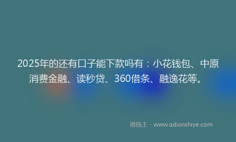 2025年的还有口子能下款吗有：小花钱包、中原消费金融、读秒贷、360借条、融逸花等。