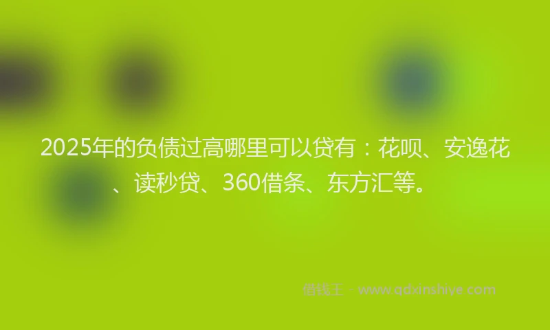 2025年的负债过高哪里可以贷有：花呗、安逸花、读秒贷、360借条、东方汇等。