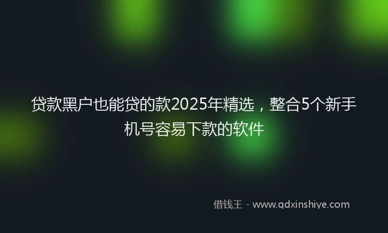 贷款黑户也能贷的款2025年精选，整合5个新手机号容易下款的软件