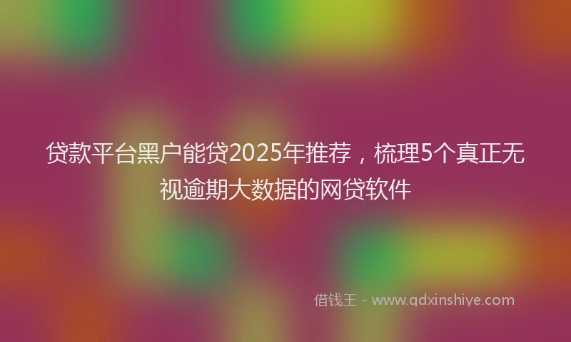 贷款平台黑户能贷2025年推荐，梳理5个真正无视逾期大数据的网贷软件