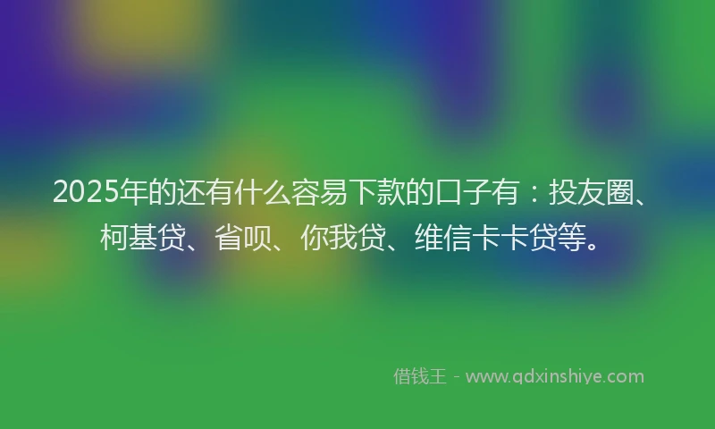 2025年的还有什么容易下款的口子有：投友圈、柯基贷、省呗、你我贷、维信卡卡贷等。