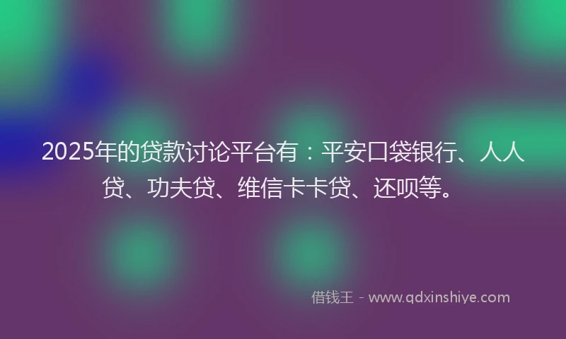 2025年的贷款讨论平台有：平安口袋银行、人人贷、功夫贷、维信卡卡贷、还呗等。