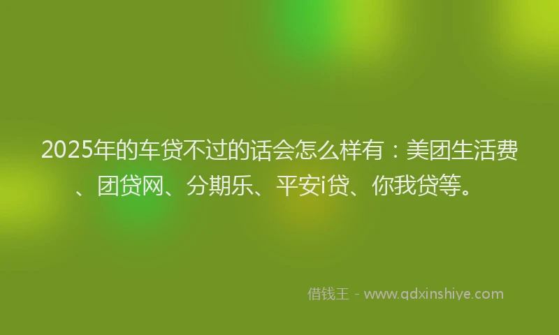 2025年的车贷不过的话会怎么样有：美团生活费、团贷网、分期乐、平安i贷、你我贷等。