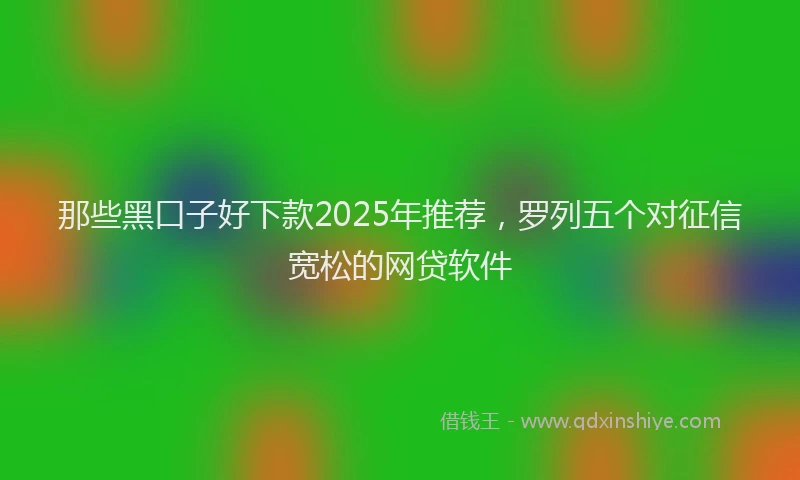 那些黑口子好下款2025年推荐，罗列五个对征信宽松的网贷软件