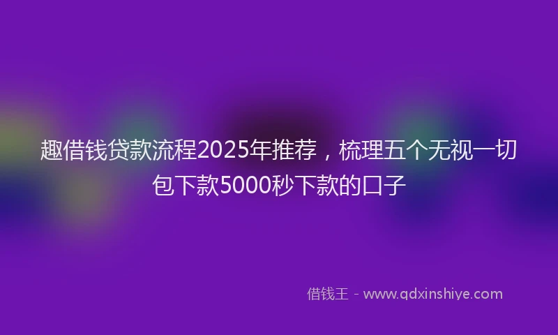 趣借钱贷款流程2025年推荐，梳理五个无视一切包下款5000秒下款的口子
