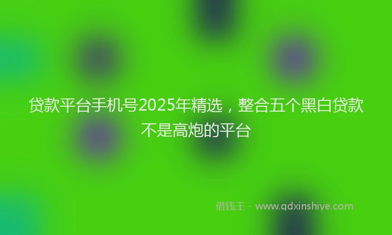 贷款平台手机号2025年精选，整合五个黑白贷款不是高炮的平台