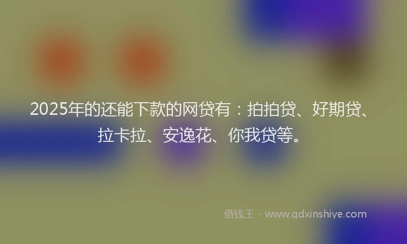 2025年的还能下款的网贷有：拍拍贷、好期贷、拉卡拉、安逸花、你我贷等。