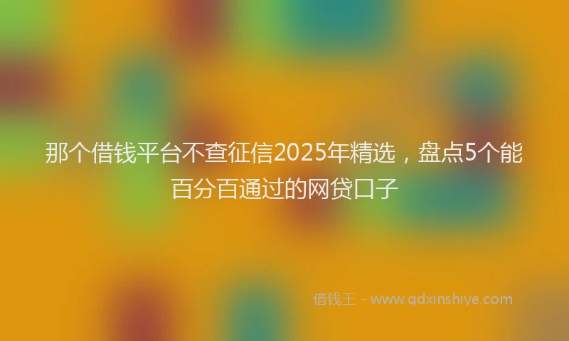 那个借钱平台不查征信2025年精选，盘点5个能百分百通过的网贷口子