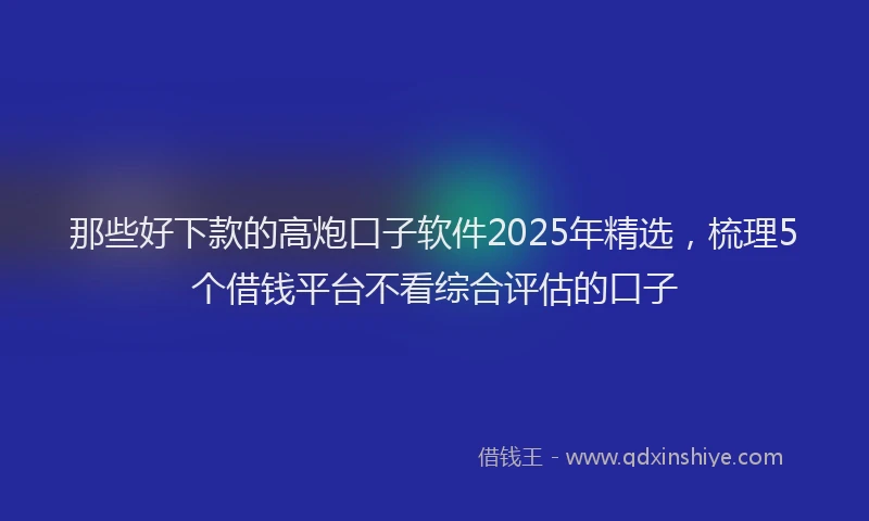 那些好下款的高炮口子软件2025年精选，梳理5个借钱平台不看综合评估的口子